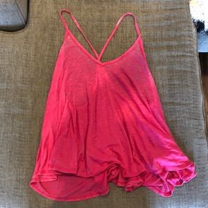 Free People Sandy Tank Top Pink V-Neck Size L
